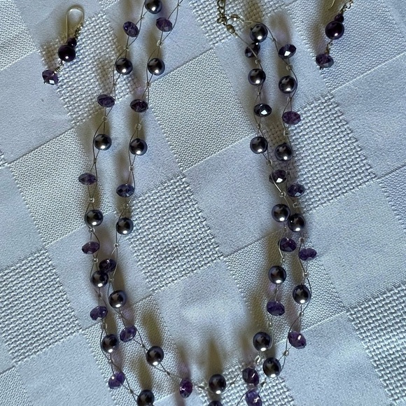 Purple Necklace and Earrings - Picture 6 of 8